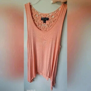 Peach Orange Crochet Flowy High Low Tank Size Medium